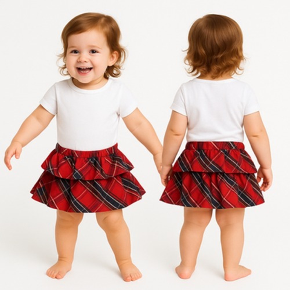 NWT Max Studio Kids Red Tartan Plaid Layered Ruffle Skirt Girls 2T